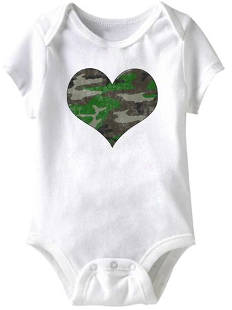 Camo Soldier Heart Funny Baby Romper White Infant Babies Creeper