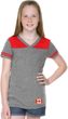 Canada Flag Patch Bottom Print Girls Football Tee