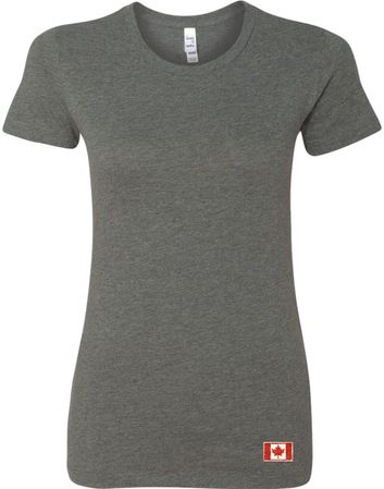 Canada Flag Patch Bottom Print Ladies Longer Length Shirt