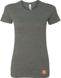 Canada Flag Patch Bottom Print Ladies Longer Length Shirt Canada Flag Patch Bottom Print Ladies Longer Length Shirt