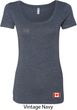 Canada Flag Patch Bottom Print Ladies Scoop Neck