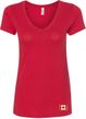 Canada Flag Patch Bottom Print Ladies V-Neck