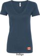 Canada Flag Patch Bottom Print Ladies V-Neck