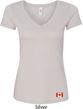Canada Flag Patch Bottom Print Ladies V-Neck