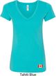 Canada Flag Patch Bottom Print Ladies V-Neck