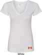 Canada Flag Patch Bottom Print Ladies V-Neck
