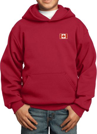 Canada Flag Patch Pocket Print Kids Hoodie