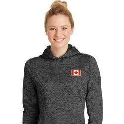 Canada Flag Patch Pocket Print Ladies Dry Wicking Hoodie