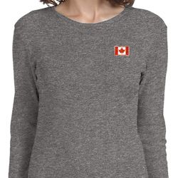 Canada Flag Patch Pocket Print Ladies Long Sleeve