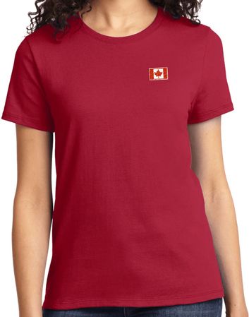 Canada Flag Patch Pocket Print Ladies T-shirt