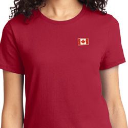Canada Flag Patch Pocket Print Ladies T-shirt