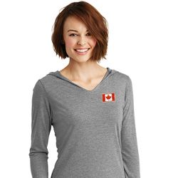 Canada Flag Patch Pocket Print Ladies Tri Hoodie