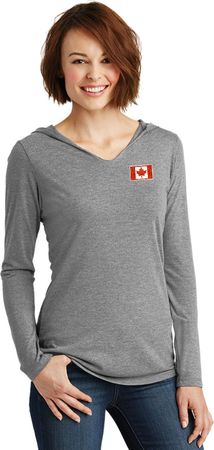 Canada Flag Patch Pocket Print Ladies Tri Hoodie