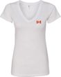 Canada Flag Patch Pocket Print Ladies V-neck