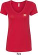 Canada Flag Patch Pocket Print Ladies V-neck
