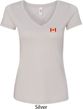 Canada Flag Patch Pocket Print Ladies V-neck