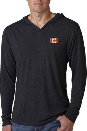 Canada Flag Patch Pocket Print Lightweight Hoodie