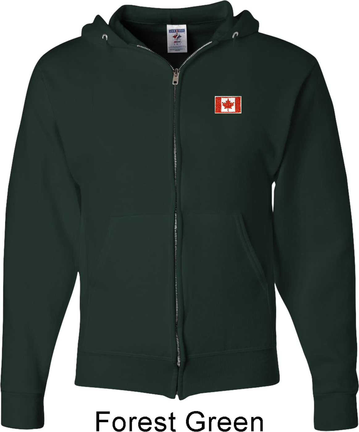 Canada Flag Patch Pocket Print Mens Full Zip Hoodie Canada Flag Patch