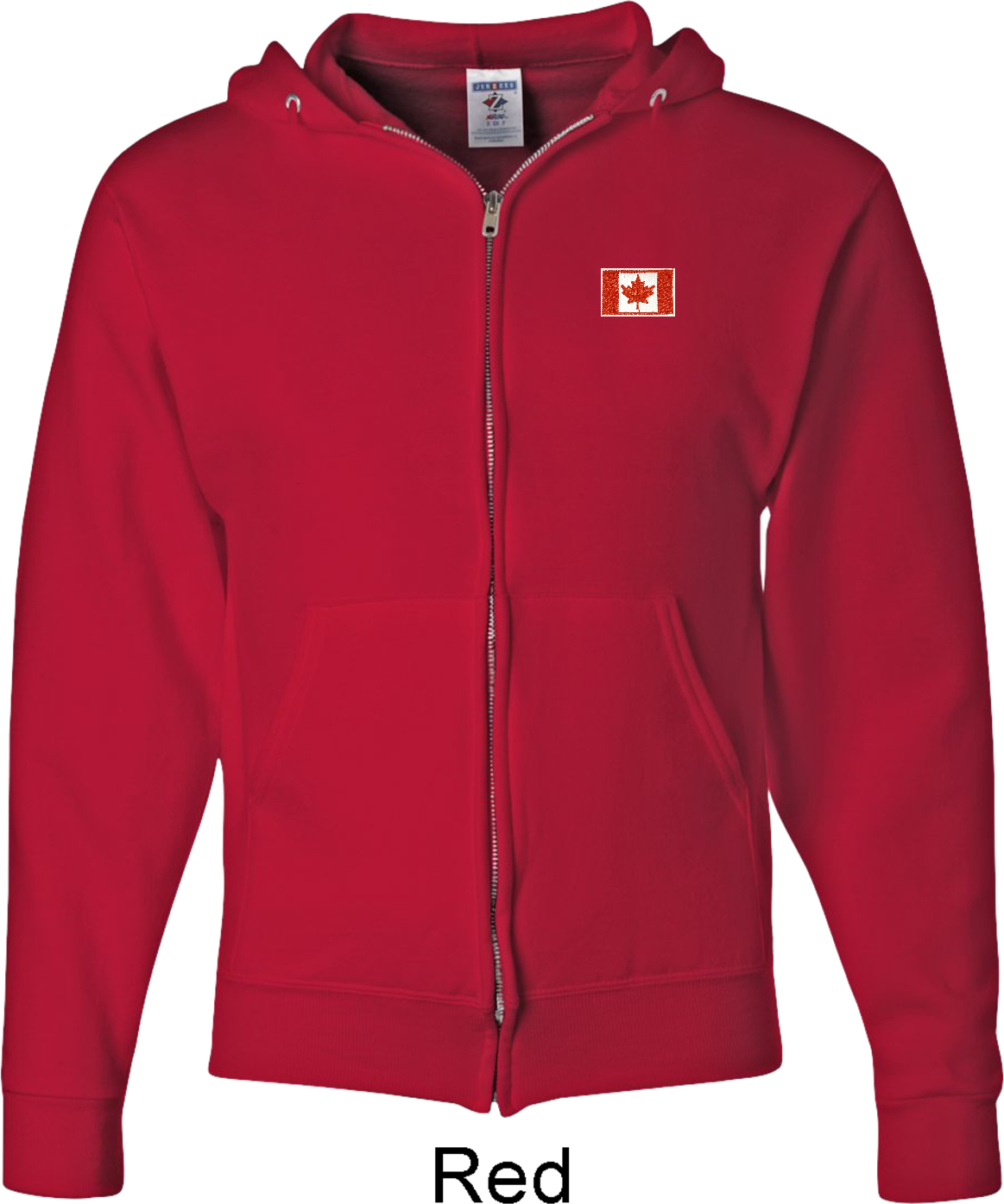 Canada Flag Patch Pocket Print Mens Full Zip Hoodie Canada Flag Patch