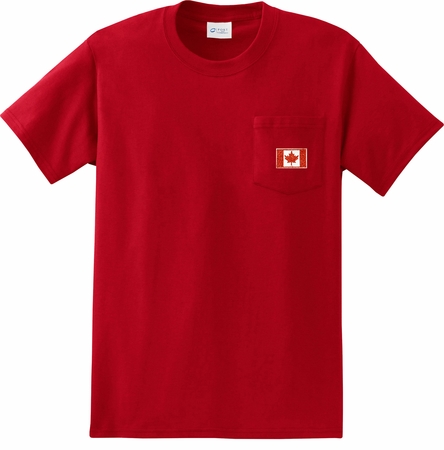 Canada Flag Patch Pocket Print Mens Pocket T-shirt