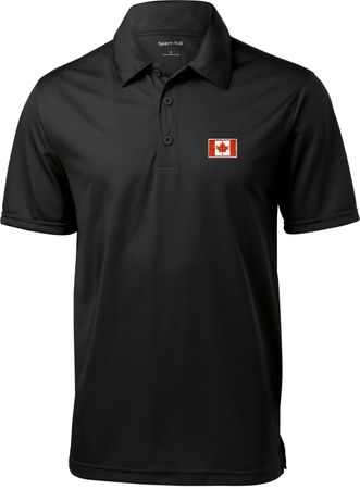 Canada Flag Patch Pocket Print Mens Textured Polo