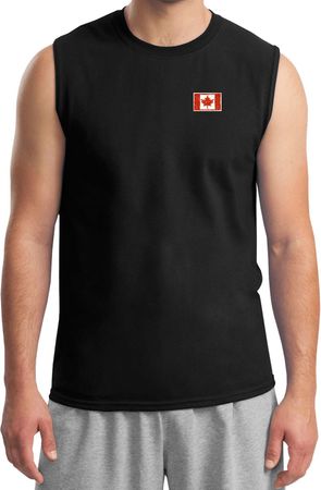 Canada Flag Patch Pocket Print Muscle Shirt