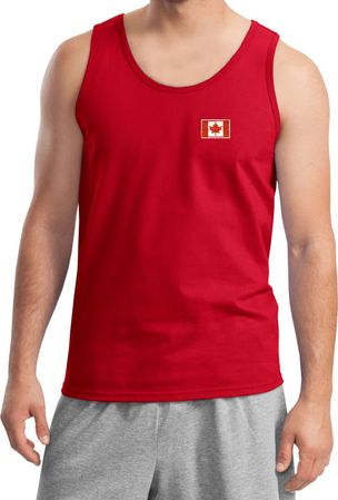 Canada Flag Patch Pocket Print Tank Top