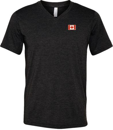 Canada Flag Patch Pocket Print Tri Blend V-neck