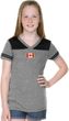 Canada Flag Patch Small Print Girls Football Tee