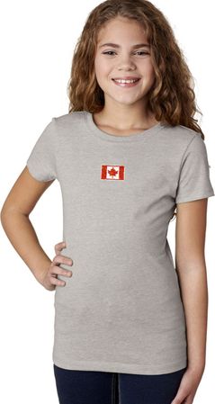 Canada Flag Patch Small Print Girls T-shirt