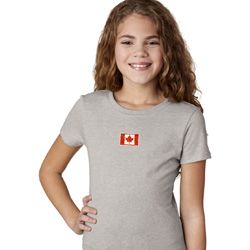Canada Flag Patch Small Print Girls T-shirt