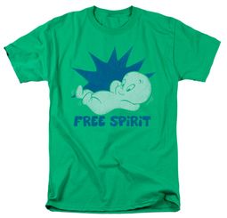 Casper The Friendly Ghost Shirt Free Spirit Adult Kelly Green T-Shirt