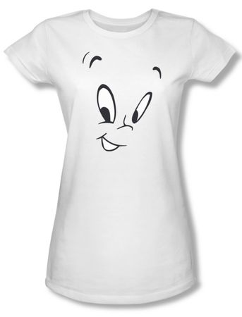 Casper The Friendly Ghost Shirt Juniors Ghost Face White Tee T-Shirt