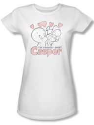 Casper The Friendly Ghost Shirt Juniors Hearts White Tee T-Shirt