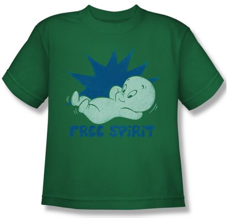 Casper The Friendly Ghost Shirt Kids Free Spirit Kelly Green Youth Tee