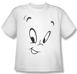 Casper The Friendly Ghost Shirt Kids Ghost Face White Youth Tee T-Shirt