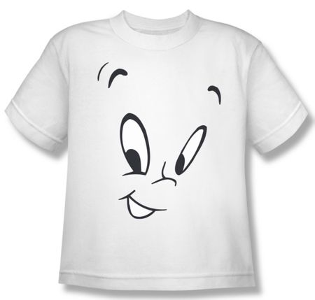 Casper The Friendly Ghost Shirt Kids Ghost Face White Youth Tee T-Shirt
