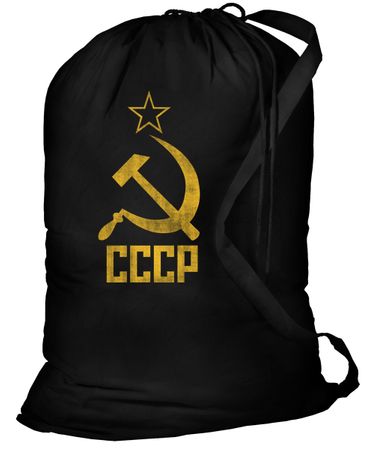 Cccp Canvas Laundry Bag - 100% Cotton Black Soviet Sack