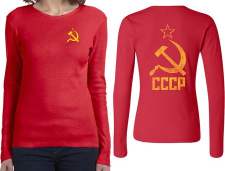 CCCP Hammer Sickle Soviet Union (Front & Back) Ladies Long Sleeve