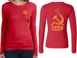 CCCP Hammer Sickle Soviet Union (Front & Back) Ladies Long Sleeve CCCP Hammer Sickle Soviet Union (Front & Back) Ladies Long Sleeve