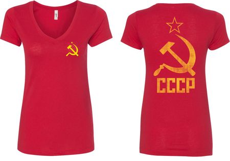 CCCP Hammer Sickle Soviet Union (Front & Back) Ladies V-neck