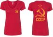 CCCP Hammer Sickle Soviet Union (Front & Back) Ladies V-neck
