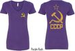 CCCP Hammer Sickle Soviet Union (Front & Back) Ladies V-neck