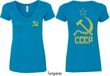 CCCP Hammer Sickle Soviet Union (Front & Back) Ladies V-neck