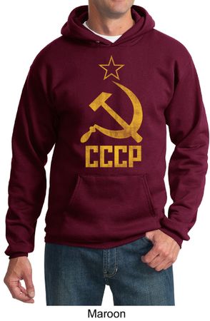 CCCP Hoodie Distressed Soviet Union Communism Adult Hoody Sweatshirt