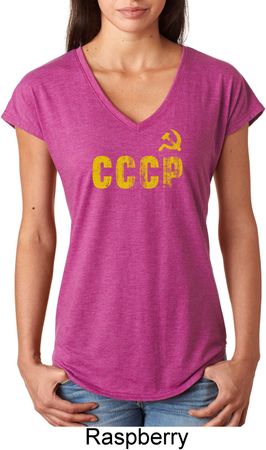 CCCP Insignia Ladies Tri Blend V-Neck Shirt