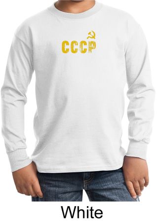 CCCP Kids T-shirt Soviet Union Insignia Youth Long Sleeve Shirt