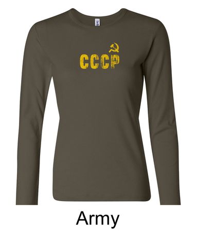 CCCP Ladies T-shirt Soviet Union USSR Insignia Long Sleeve Shirt