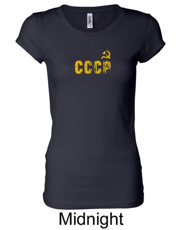 CCCP Ladies T-shirt Soviet Union USSR Insignia Longer Length Shirt