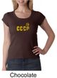 CCCP Ladies T-shirt Soviet Union USSR Insignia Scoop Neck Shirt